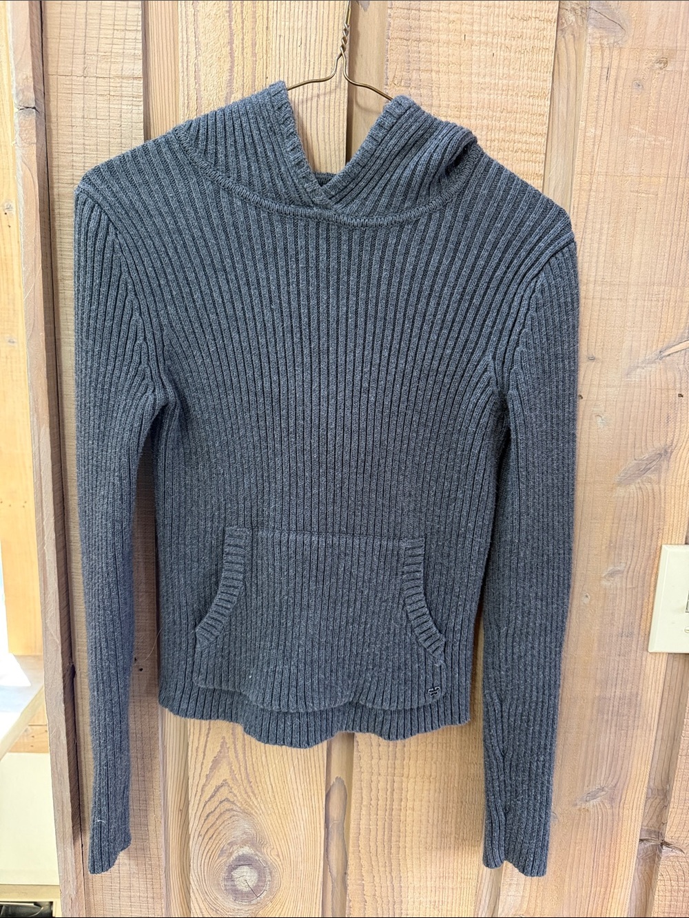 Sunday Best Ribbed Hooded Sweater - Charcoal Gray
